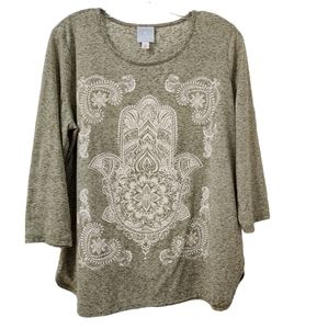 Sunday Hamsa Hand 3/4 Sleeve Top - XL